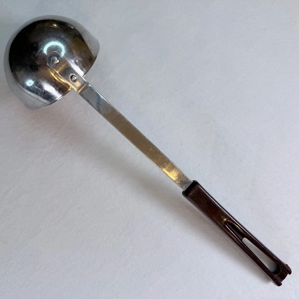 Stanhome Ladle Stainless Steel‎ Burgundy Plastic Handle Vintage